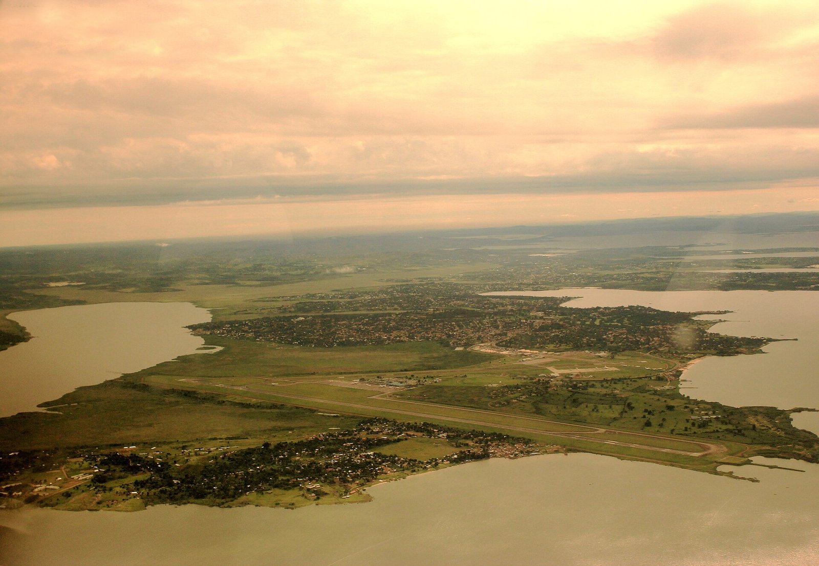 Aerial view of Entebbe beside Lake Victoria, Uganda