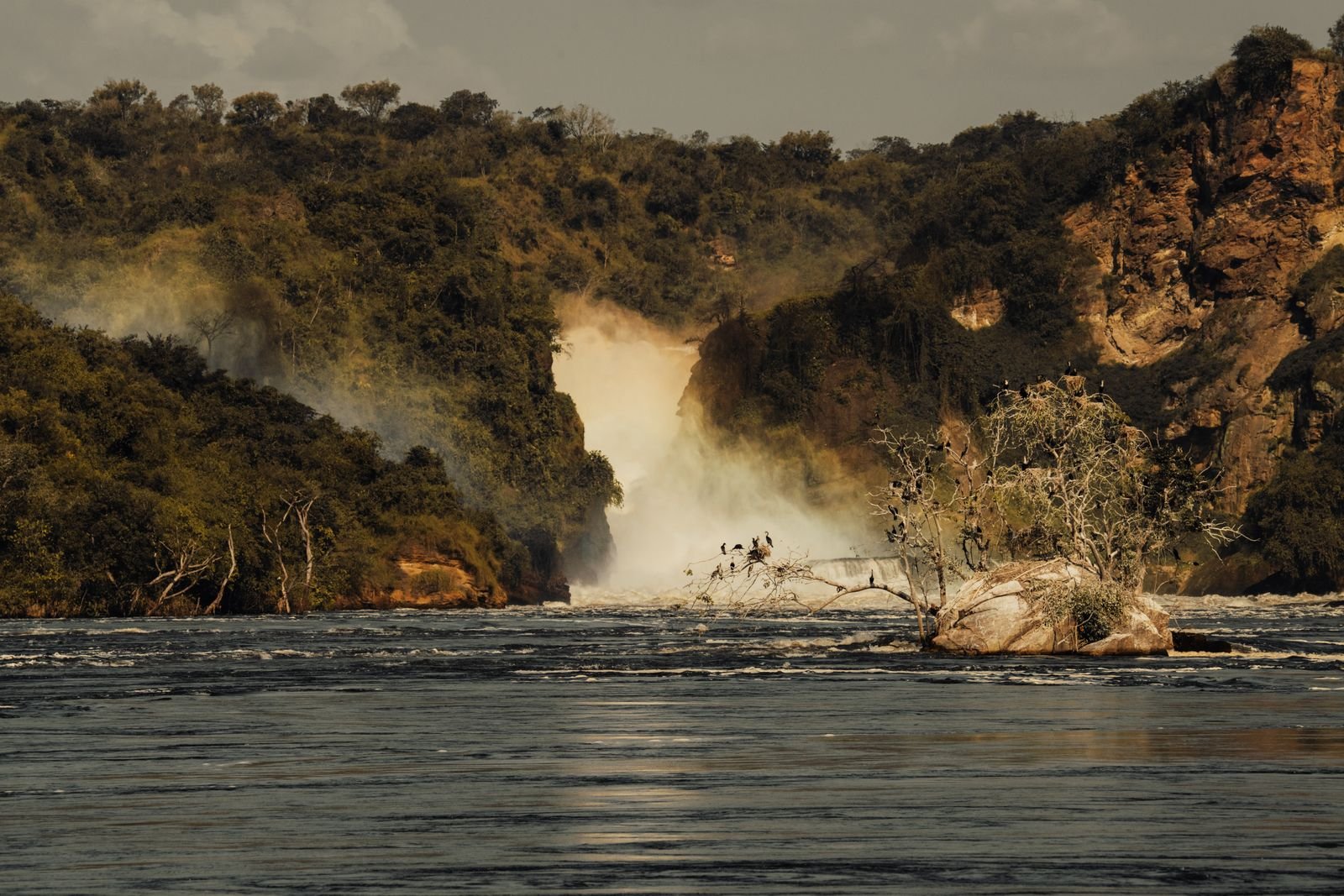 Waterfall landscape in Uganda