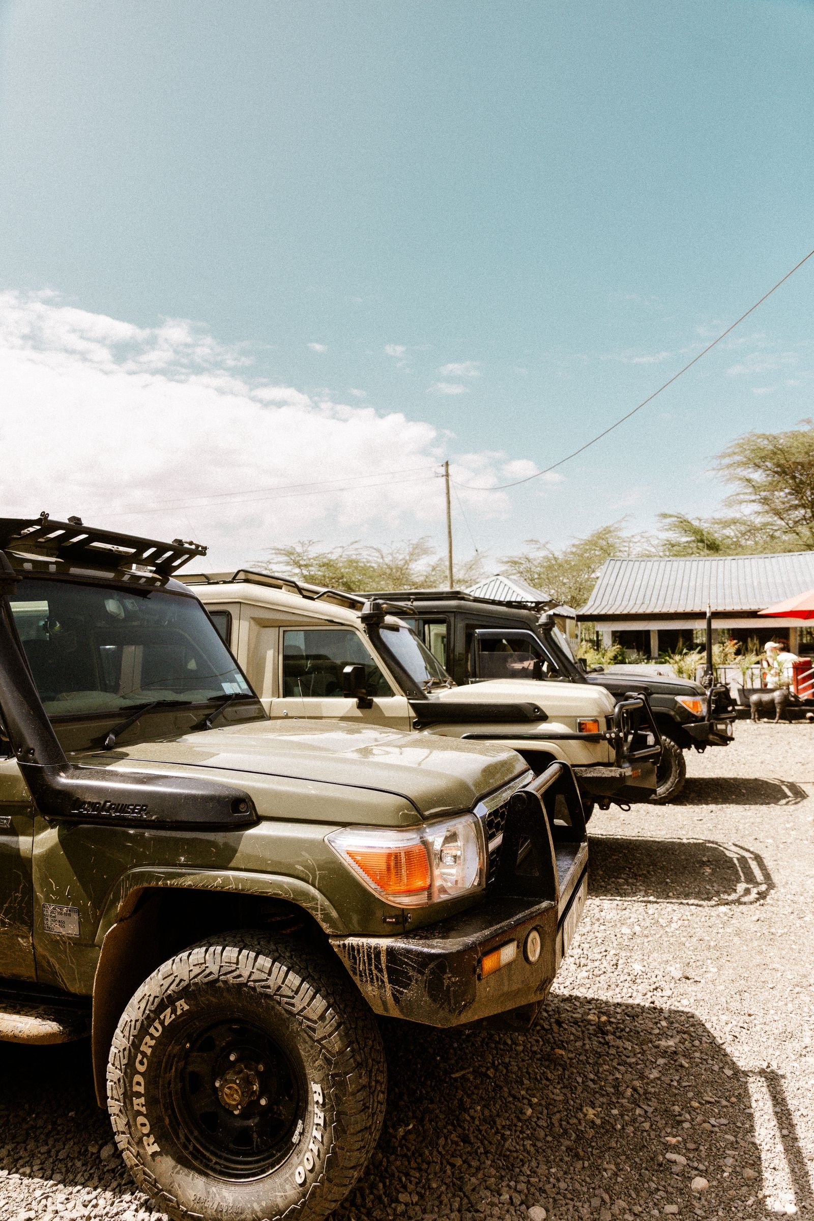 Safari Land Rovers in northern Uganda